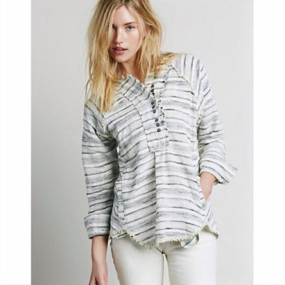 Free People Hideaway Tweed Henley NWT Size Small - Picture 1 of 8